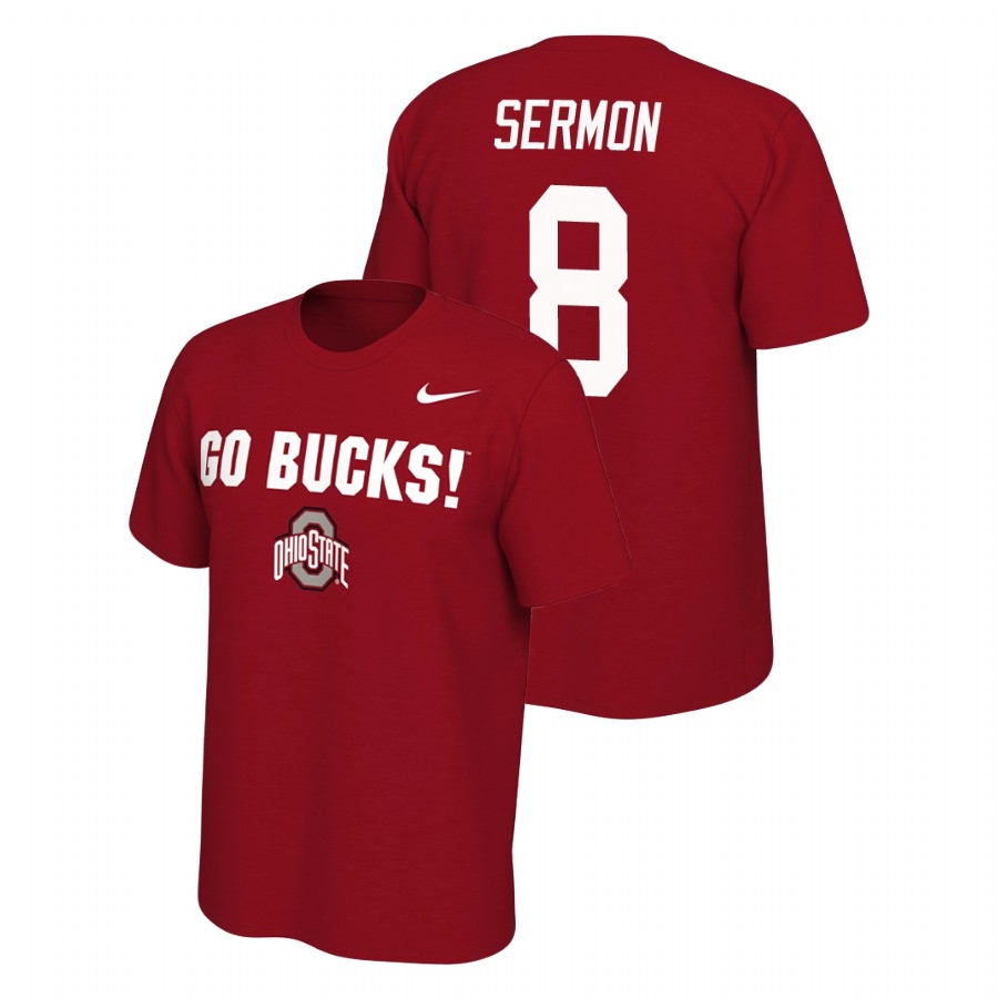 Ohio State Buckeyes Men's NCAA Trey Sermon #8 Scarlet Nike Mantra College Football T-Shirt RIQ6049UJ